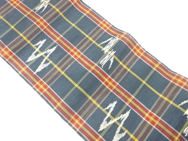 JAPANESE NAGOYA OBI FOR SUMMER / WOVEN GRID & ABSTRACT